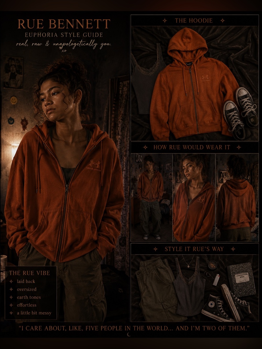 Under Armour Orange Zip Up Hoodie Cropped | Size M | 🧡 Euphoria Rue Bennett Core